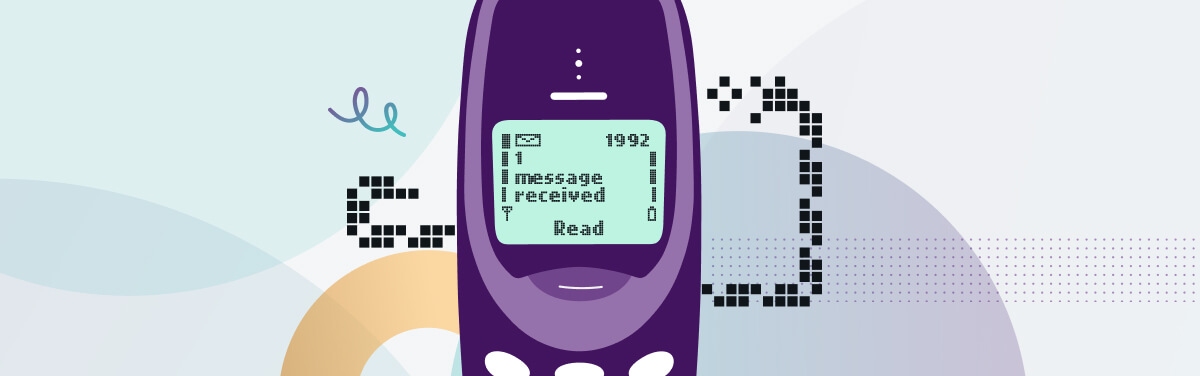 Image displaying graphic of old mobile phone to show the phones we used with SMS was first used and sent