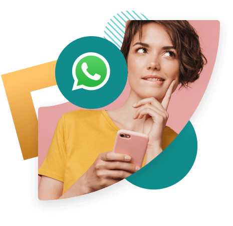 Woman in yellow shirt thinking about WhatsApp