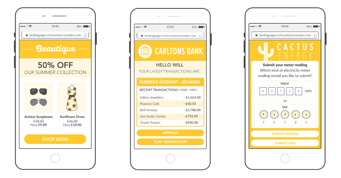 SMS Landing Page examples